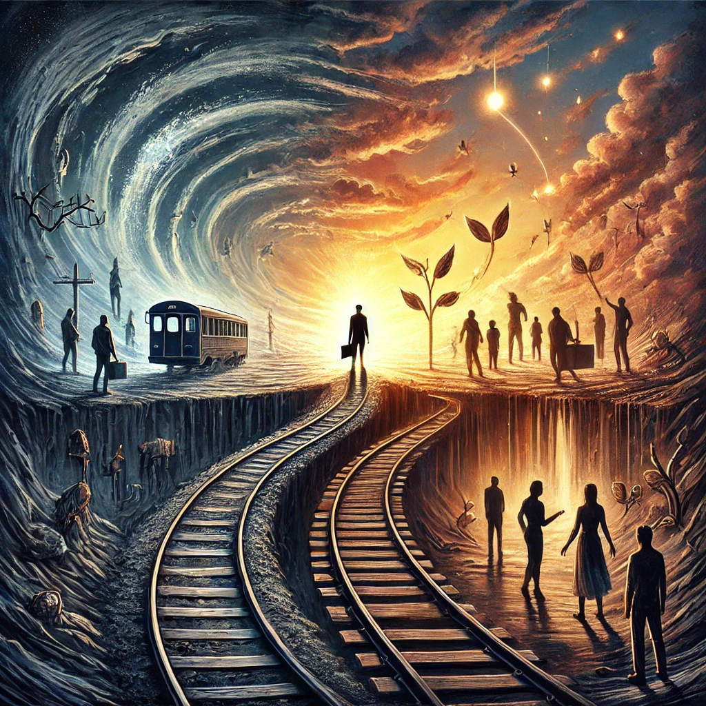 Image depicting a man on a journey