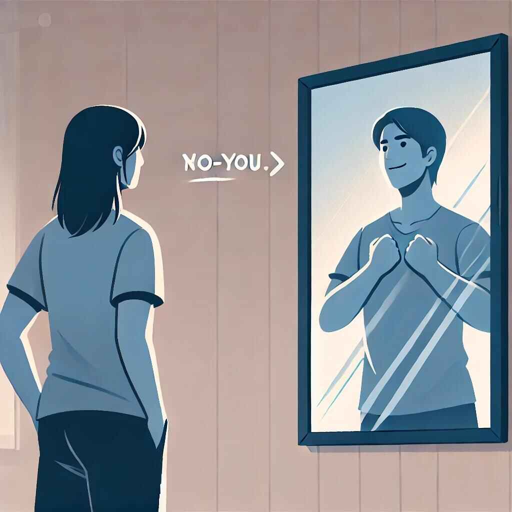 Person standing in front of mirror