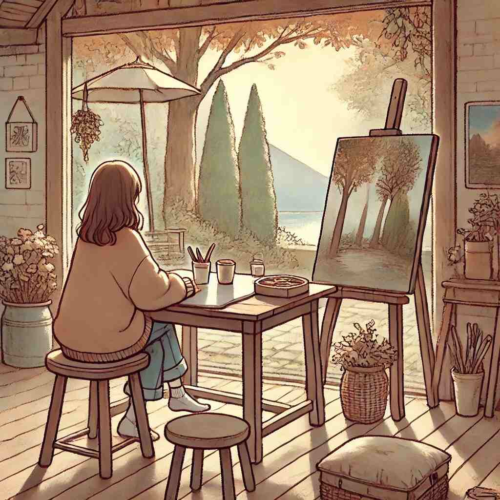 artist sitting alone